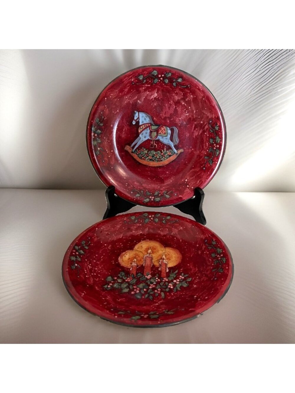 Certified International Home for the Holidays 8" Plate Susan Winget Horse Candle